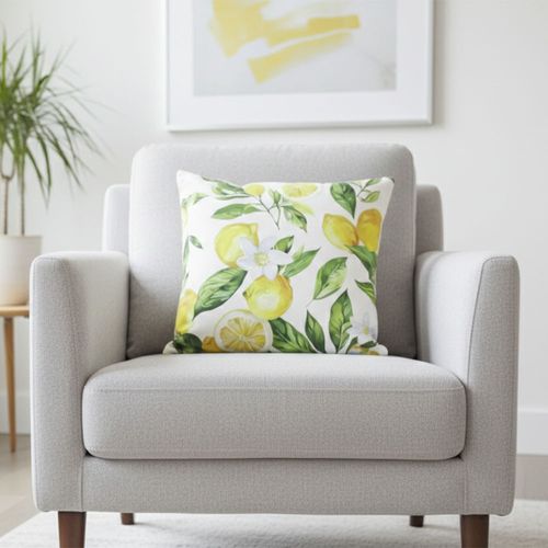 Cojín estampado limón/flor 45x45 cm