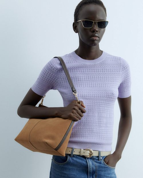 Blusa Sfera casual morada manga corta para mujer