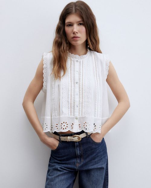 Blusa Sfera casual blanca sin mangas para mujer