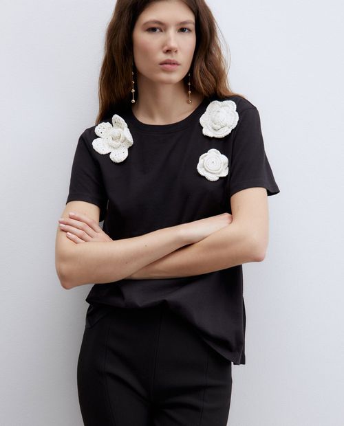 Camiseta Sfera negra manga corta para mujer