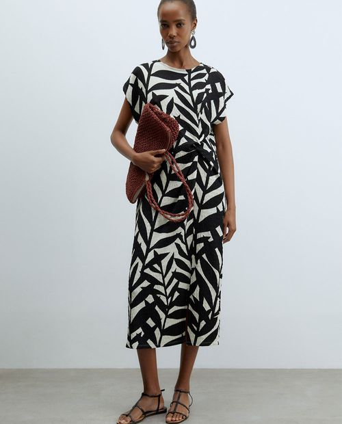 Vestido Sfera midi estampado manga corta para mujer