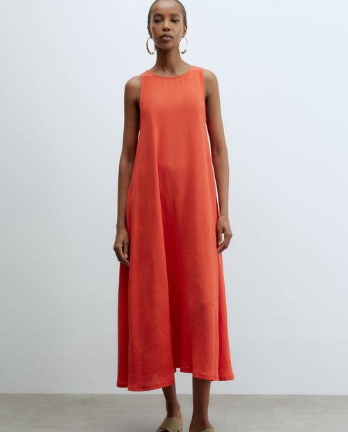 Vestido Sfera midi anaranjado sin mangas para mujer
