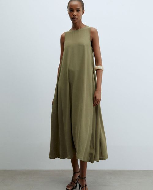 Vestido Sfera midi verde sin mangas para mujer