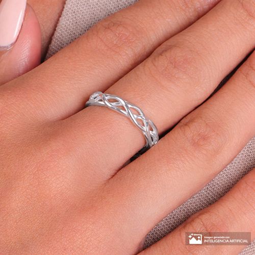 Anillo trenzado de plata para mujer talla 7