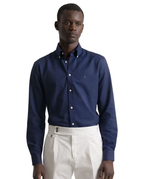 Camisa casual Puro Ego azul regular fit navy sólida para hombre