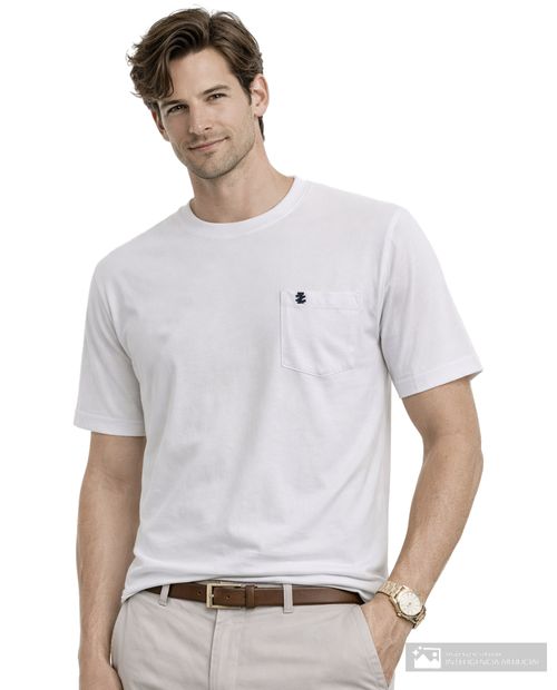 Camiseta básica Izod blanca sólida regular fit para hombre
