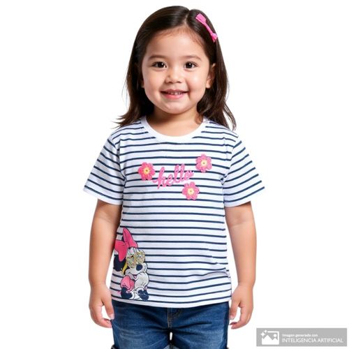 Camiseta bicolor con estampado de Minnie Mouse para niña