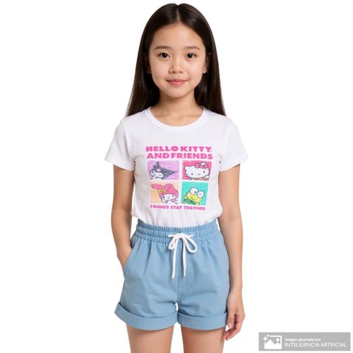 Camiseta blanca estampada para niña