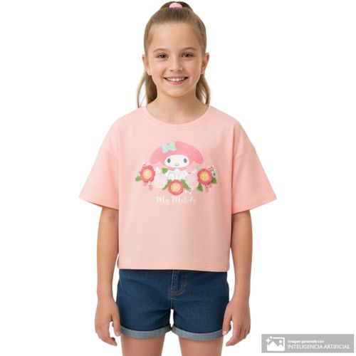Camiseta coral estampada para niña