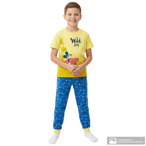 Pijama bicolor de 2 piezas estampada de Mickey Mouse para niño