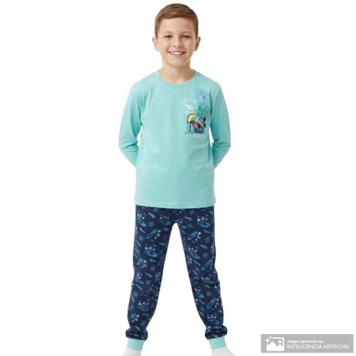 Pijama bicolor de 2 piezas estampada de Mickey Mouse para niño