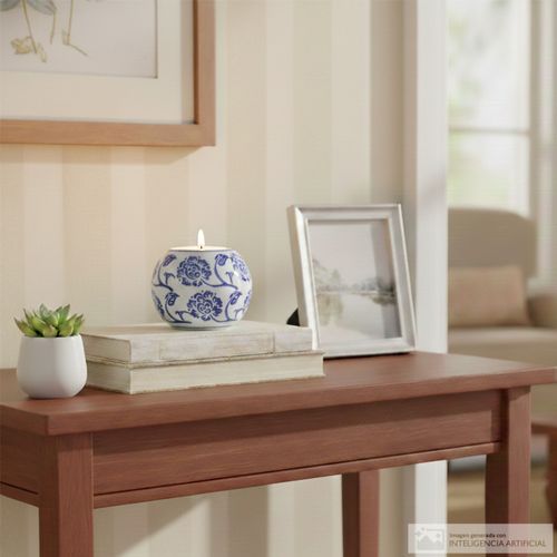 Portavela de cerámica con diseño floral 8x7 cm