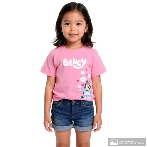 Camiseta rosada con estampado de Bluey para niña