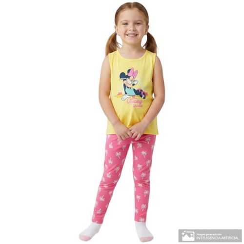 Conjunto bicolor estampado de Minnie Mouse para niña