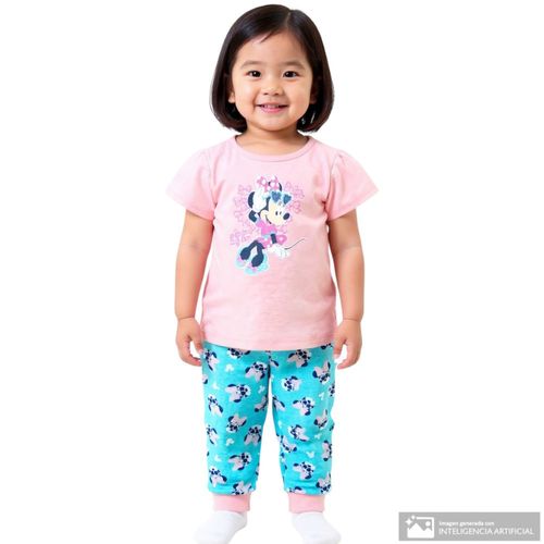 Conjunto bicolor con estampado de Minnie Mouse para niña