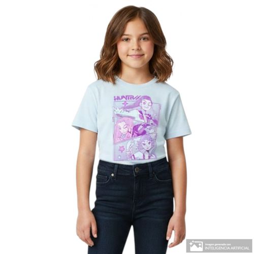 Camiseta celeste estampada para niña