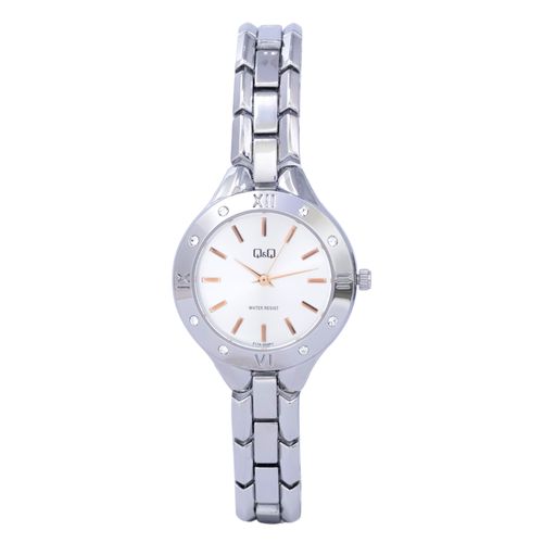 Reloj Q&Q análogo de metal color plateado para mujer