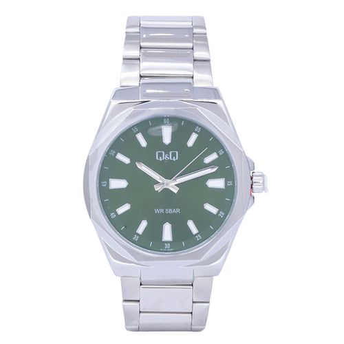 Reloj Q&Q análogo de metal plateado para hombre