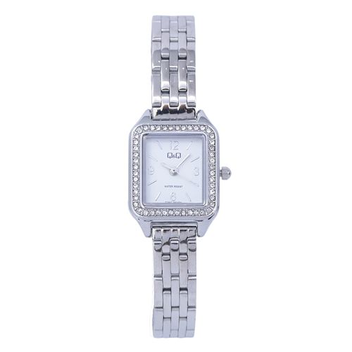 Reloj Q&Q análogo de metal plateado para mujer
