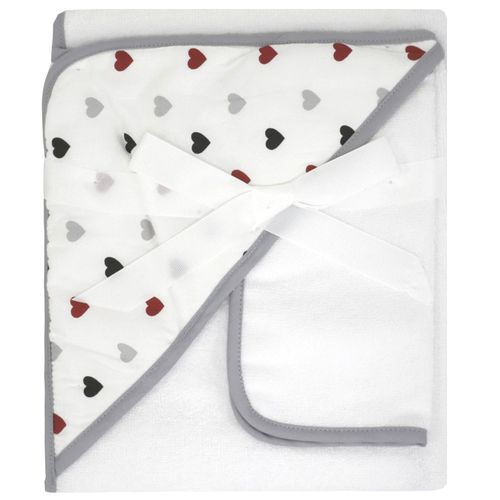 Set de 2 toallas con estampado de corazones para bebé