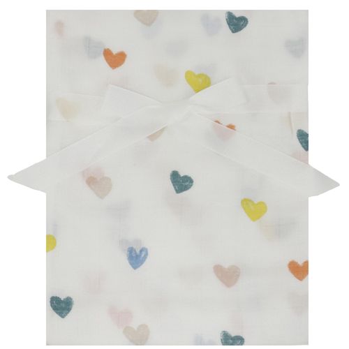 Frazada muselina estampada corazones para bebé