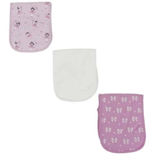 Set de 3 baberos rosados con estampado para bebé niña