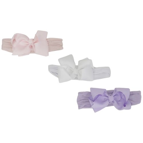 Set de 3 vinchas con lazo multicolor para bebé niña