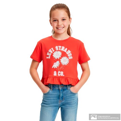 Camiseta roja con estampado para niña