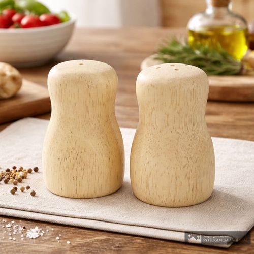 Set salero y pimentero de madera 7.5 cm