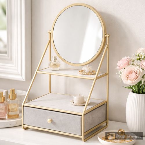 Joyero de dos niveles con espejo 22x14.5x38 cm