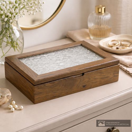 Joyero de madera color surtido 22x14x5.5 cm