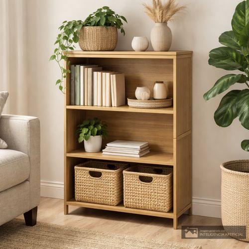 Mueble organizador de bambú 3 niveles 95x30x54 cm