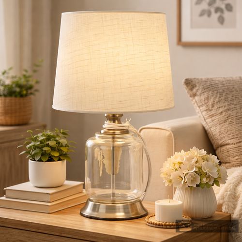 Lámpara de mesa con base de vidrio 46x30 cm