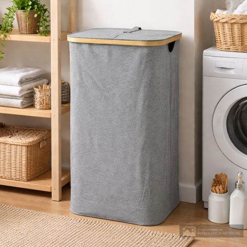 Cesta organizadora rectangular con tapa para almacenamiento 41x33x74 cm