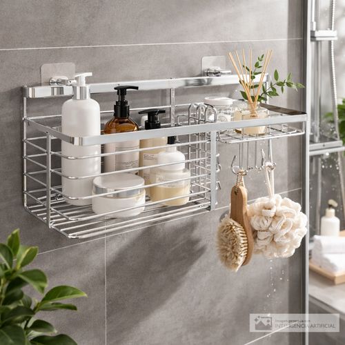Organizador colgante de acero inoxidable para baño 10x28x10 cm