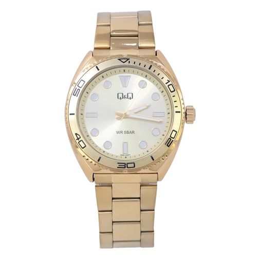 Reloj Q&Q análogo de metal dorado para hombre
