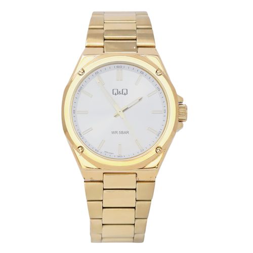 Reloj Q&Q análogo de metal dorado para hombre