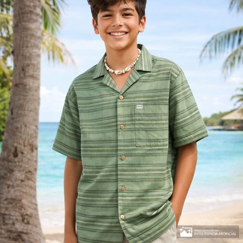 Camisa verde rayada Hurley para niño