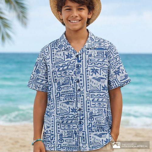 Camiseta multicolor con estampado playero Hurley para niño