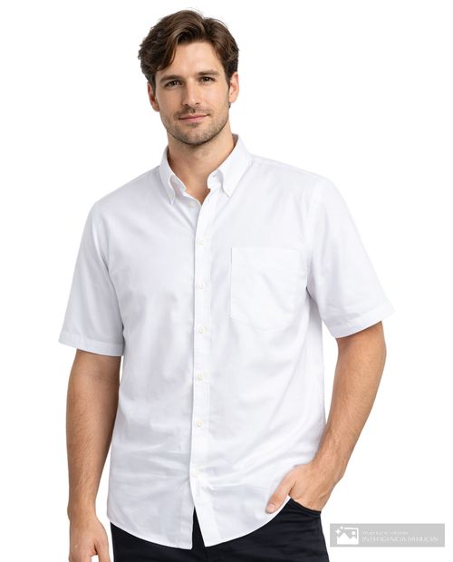 Camisa casual Gents blanca sólida para hombre