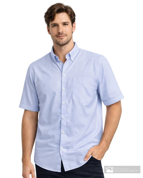 Camisa casual Gents celeste sólida para hombre