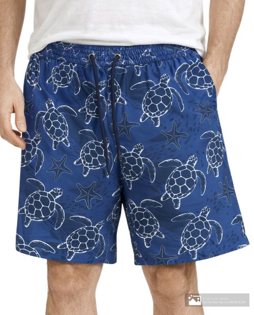 Calzoneta de baño Gents azul navy con estampado de tortugas para hombre