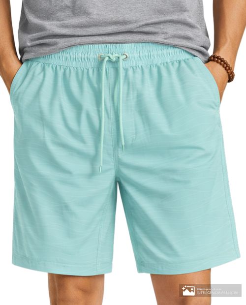 Calzoneta de baño Gents turquesa con estampado de curvas para hombre