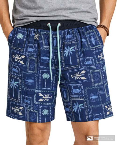 Calzoneta de baño Gents azul navy con mini print marino para hombre