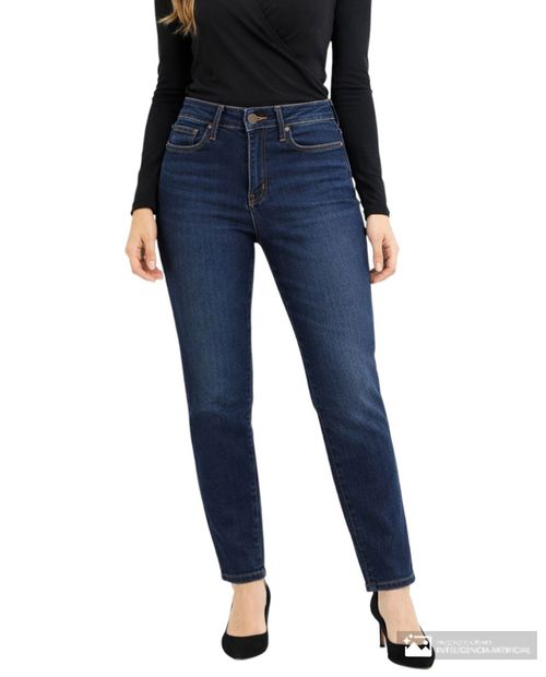 Jeans Nicolle straight azul de cintura alta para mujer