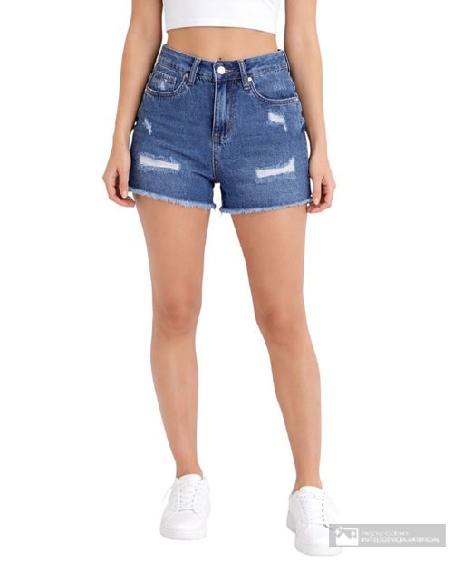 Short Orange denim azul de cintura alta para mujer