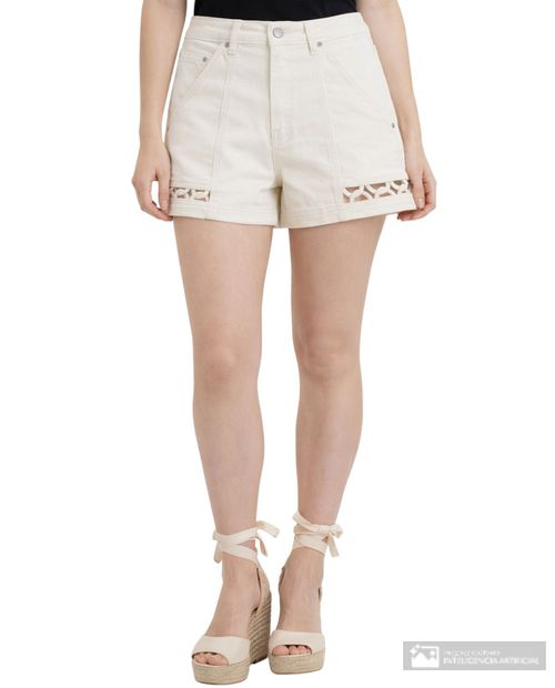 Short Unexpected denim beige de cintura alta para mujer
