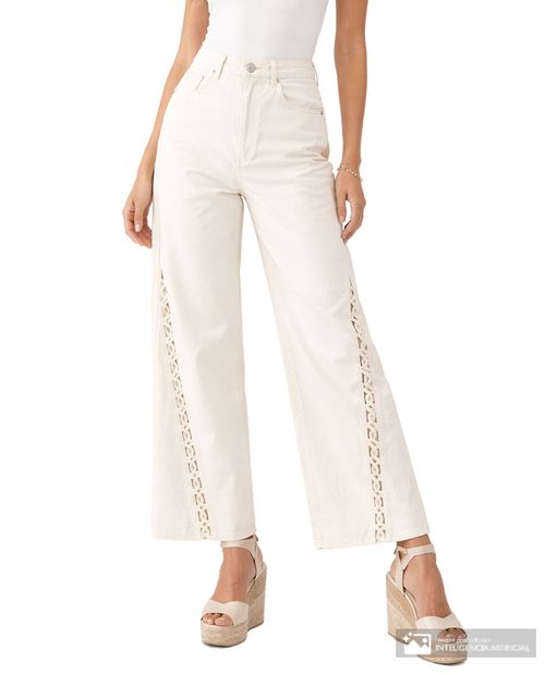 Jeans Unexpected wide leg beige de cintura alta para mujer