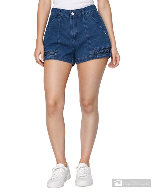 Short Unexpected denim azul de cintura alta para mujer