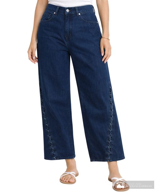 Jeans Unexpected wide leg azul de cintura alta para mujer